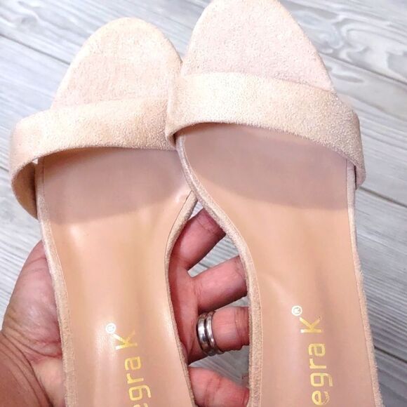 (44-3216) Allegra K Women's High Chunky Heel Buckle Ankle Strap Sandals Sz 8.5 - Picture 10 of 14